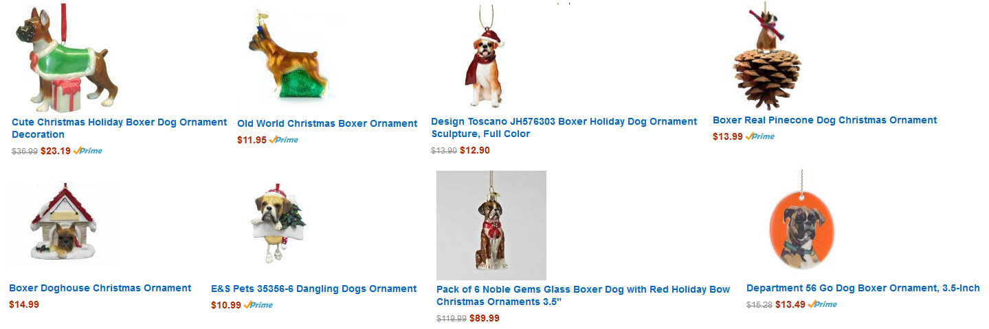 Boxer Christmas Ornaments