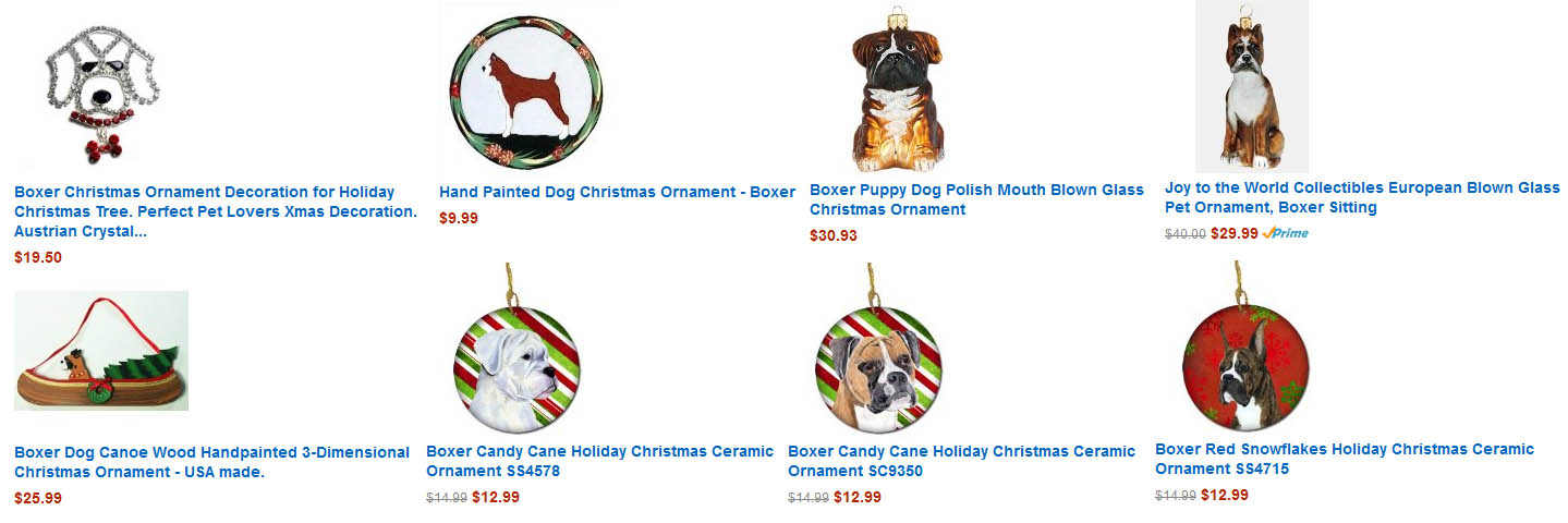 Boxer Christmas Ornaments