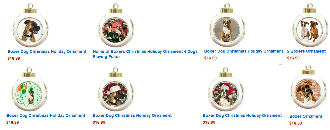 Boxer Christmas Ornaments