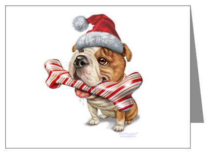 Bulldog Puppies Christmas Cards
