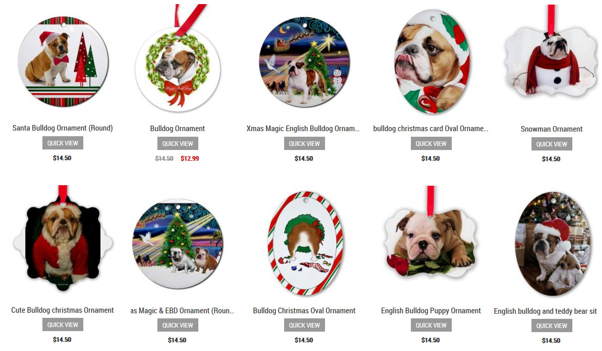 Bulldog Christmas Ornaments