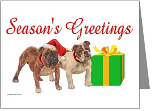 Bulldog Puppies Christmas Cards