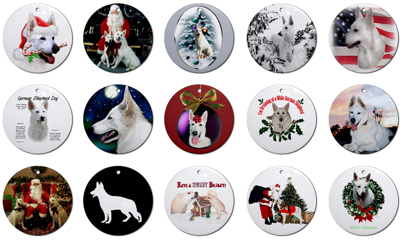 White German Shepherd Christmas Ornaments