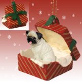 Pug Red Gift Box Christmas Ornament