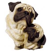 Pug with Pup bust statue