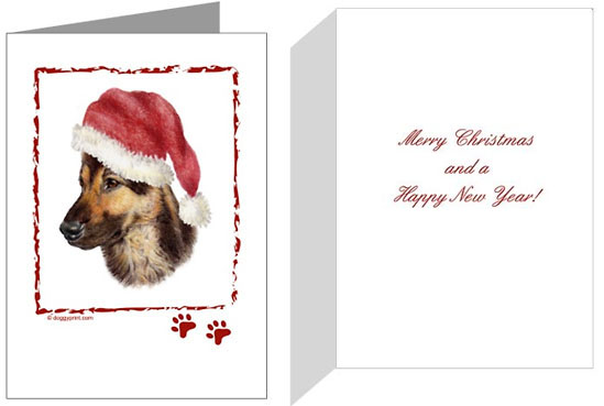German Shepherd with Santa Hat